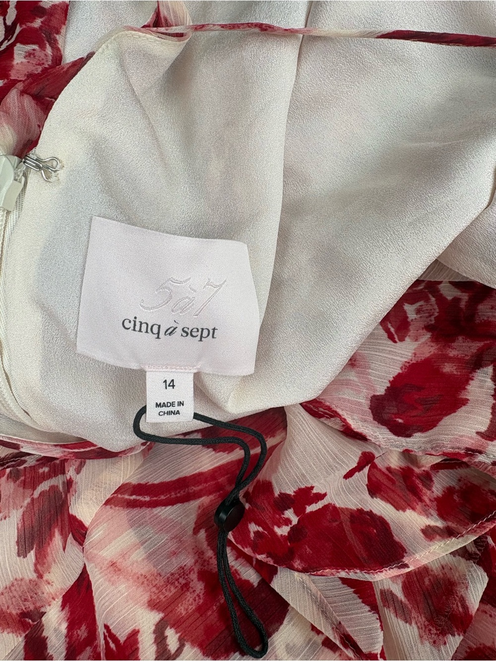 cinq a sept White Blush-Red Floral Ruffle V-Neck Top - Picture 2 of 4